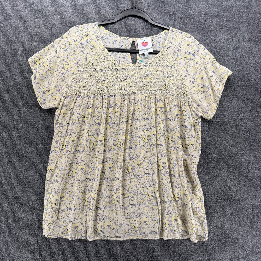 Hester & Orchard Blouse Top Womens L Floral Peasant Boho Cottagecore Prairie